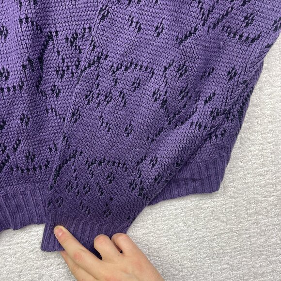 Vintage Serge Saint Yves Psychedelic Knit Sweater Retro Purple / Black Mens XL - Picture 15 of 16